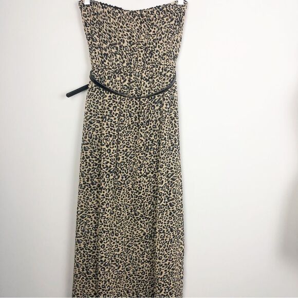 FOREVER 21 | NEW Animal Print Strapless Belted Leopard Maxi Dress Women’s Size M - Picture 8 of 9
